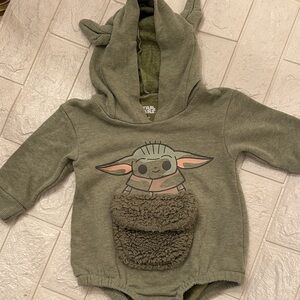 Star Wars Baby Hooded Olive Bodysuit 6-9 Months